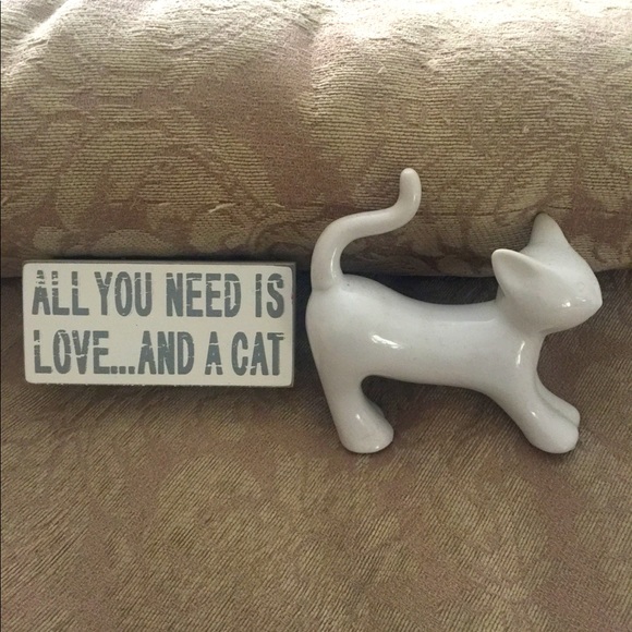 🐱Ceramic cat and sign🐱 - Picture 1 of 1